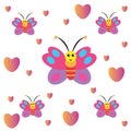 Childish patterns with cute butterflies, for fabrics, wrappers, tectil. vector design