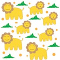 Childish patterns with cute lions, for fabrics, wrappers, textiles. vector