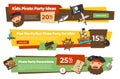 Childish pirate party decorative landing page horizontal internet banner set template vector