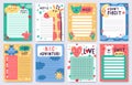 Childish planners. Cute nursery notebook sheets pack. Goal achievement and task planning pages with cute animals, moon