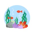 Childish poster with red fishes and underwater fauna. Cute print for kids apparel, postcard, t-shirt Royalty Free Stock Photo