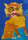 Funny red striped cat as a child sees him