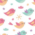 Childish seamless pattern with cute birds . Creative texture for fabric and textile Royalty Free Stock Photo