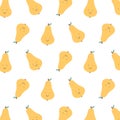 Childish seamless pattern with cute pears. Retro pattern with pear. Vector illustration.