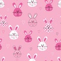 Childish seamless pattern with cute rabbits