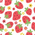 Childish seamless pattern with cute strawberry. Creative texture for fabric, textile