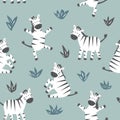 Childish seamless pattern with cute zebra. Creative texture for fabric and textile Royalty Free Stock Photo