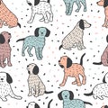 Childish seamless pattern with dogs. Cute baby design for kids fabric and textile