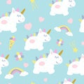 Childish seamless pattern with fairy unicorns. Scandinavian style. Childish texture for fabric.