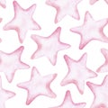 Seamless pattern for girl pink watercolor stars