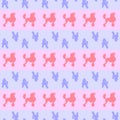 Childish seamless pattern pink, blue contour dogs