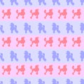 Childish seamless pattern of soft pink and blue contour dogs design elements and page decoration. Stylized dogs poodle