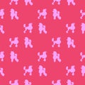 Childish seamless pattern of soft realistic pink contour dogs design elements for fabric. Dogs breed poodle set
