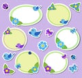 Childish spring scrapbook labels, Frames with flowers. Royalty Free Stock Photo