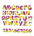 Childish style letter set in pink and green color