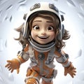 Childlike Cartoon-Style Astronaut Isolated on a White Background.