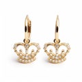 Childlike Charm: Gold Diamond Crown Earrings