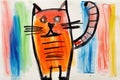 childlike colorful drawing of cat AI generated