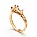 Childlike Crown Design Yellow Gold Ring With Realistic Details
