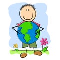 Childlike Drawing Child And Earth Royalty Free Stock Photo