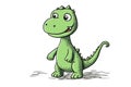 childlike drawing of cute dinosaur AI generated