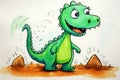 childlike drawing of cute dinosaur AI generated