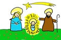 Childlike drawing of the Holy Family