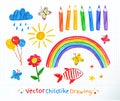 Childlike drawing set Royalty Free Stock Photo