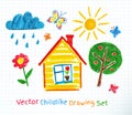 Childlike drawing set Royalty Free Stock Photo