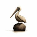 Childlike Illustration Of A Pelican Holding Onto Something