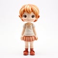 Childlike Innocence: Anime Figurine With Orange Hair And White T-shirt