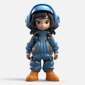 Childlike Manga Style 3d Model Of Teen Girl In Space Suit