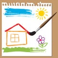 Childlike painting - house