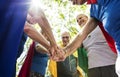 Childlike seniors wearing superhero costumes Royalty Free Stock Photo