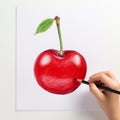 Childminder\'s Simple Cherry Drawing On White Paper