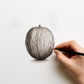 Childproof Hand Drawing A Walnut: Clever Juxtapositions And Delicate Shading