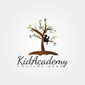 Children Academy tree vector logo design,kid academy icon Royalty Free Stock Photo