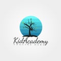 Children Academy tree vector logo design,kid academy icon Royalty Free Stock Photo