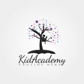 Children Academy tree vector logo design,kid academy icon Royalty Free Stock Photo
