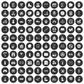 100 children activities icons set black circle Royalty Free Stock Photo