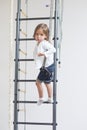 Children Activity Concepts. Little Caucasian Girl Having Stretch Royalty Free Stock Photo