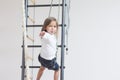 Children Activity Concepts. Little Caucasian Girl Having Stretch Royalty Free Stock Photo