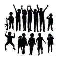 Children Activity Silhouettes Royalty Free Stock Photo