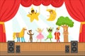 Children Actors Performing Fairy-Tale On Stage On Talent Show Colorful Vector Illustration With Talented Schoolkids Royalty Free Stock Photo