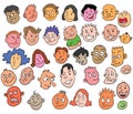 Children and adult faces cartoon collections Royalty Free Stock Photo