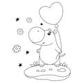 Children and adults coloring book,page a cute kawaii hippo image for relaxing.Line art style illustration for print