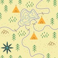 Children adventure map seamless pattern vector illustration.