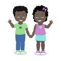 Children African, American. Boy and girl holding hands and smiling. Vector illustration Royalty Free Stock Photo