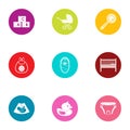 Children age icons set, flat style Royalty Free Stock Photo