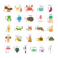 Children alphabet with cute cartoon animals and other funny elem Royalty Free Stock Photo